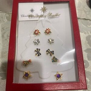 Christopher Radko Christmas Earrings Set of 5 Pairs